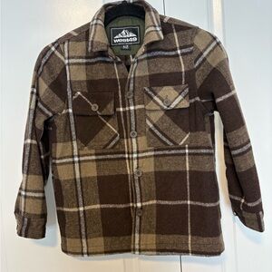 West49 Brown Plaid Flannel Shirt Jacket Youth Small 7/8
